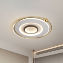 Multi-Ring Ultrathin Acrylic Flush Light Minimalistic Gold LED Ceiling Mount Lamp in Warm/White Light