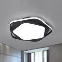 Simple Pentagon Ceiling Fixture Acrylic Bedroom LED Flush Mount Lighting in Black, Warm/White Light