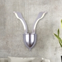 Metal Head of Swan Sconce Modernist 2 Lights Chrome LED Wall Mount in Warm/White Light with Acrylic Shade