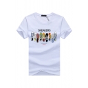 Chic Mens Letter Sneakers Shoes Graphic Short Sleeve Crew Neck Slim Fitted T Shirt