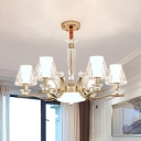Conic Transparent Crystal Suspension Lamp Modern Style 6 Heads Bedroom Chandelier in Gold