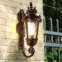 Cone Outdoor Wall Mount Light Vintage Clear Glass 1 Light Black and Gold Sconce Lighting