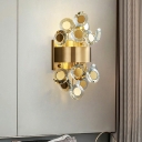 LED Wall Mount Lamp Minimalist Starburst Round Crystal Wall Lighting Fixture in Gold