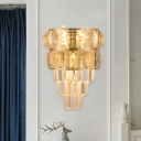 3 Lights Half-Cone Flush Mount Modernist Gold Crystal Wall Mounted Lighting Fixture for Corner