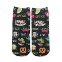 All over Letter Office Mixed Cartoon Graphic Cotton Popular Socks