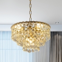 5 Lights Crystal Fringe Hanging Lamp Modernist Clear 3-Layer Restaurant Chandelier