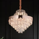 7/12-Light Chandelier Lighting Modern Tiered Crystal Icicle Pendant Ceiling Light in Gold