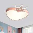 Kids Room LED Ceiling Fixture Pink Flush Mount Light with Love Heart Acrylic Shade