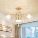 Mid Century Flower Ceiling Pendant Lamp 3/6 Heads Crystal Chandelier Lighting in Gold