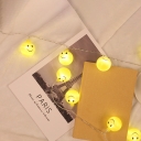 Smiley Face Plastic LED String Lights Contemporary 20/40 Lights Yellow Battery Operated Fairy Light String, 8.2/16.4 Feet