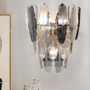 3 Lights Wall Mount Lamp Postmodern Tiered Zigzag-Edge Clear Crystal Sconce Lighting for Dining Room