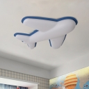 Airplane Ceiling Lamp Cartoon Acrylic Children Bedroom LED Flush Mount Light Fixture in Pink/Yellow/Blue