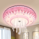 Pink Doughnut Flush Mount Spotlight Modern Crystal Living Room LED Flushmount with Heart/Apple Pattern