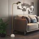 Postmodern Style Dome Shade Floor Lamp Metal 1-Light Sitting Room Standing Light in Black with Brass Swing Arm