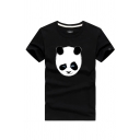 Popular Mens Cartoon Panda Printed Short Sleeve Crew Neck Loose Fit T-shirt