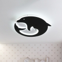 Black Dolphin Flush Mount Cartoon Acrylic LED Ceiling Flushmount Lamp for Bedroom