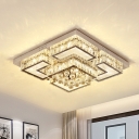Modernist 2 Tiers Square Flushmount LED Crystal Flush Mount Lighting in Chrome for Bedroom