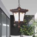 Ripple Glass Lantern Drop Lamp Countryside 1-Head Balcony Pendant Lighting Fixture in Rust/Bronze