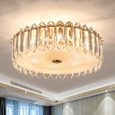 Prismatic K9 Crystal Gold Flush Mount Wave-Trim Round Modern LED Ceiling Light Fixture for Apartment