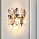 2-Light Tiered Quatrefoil Wall Lamp Modernist Clear Crystal Wall Mount Lighting Fixture