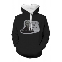 Chic Mens Letter Justice for Loyd Graphic Long Sleeve Drawstring Kangaroo Pocket Relaxed Hoodie in Black