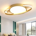 Planet Acrylic Ceiling Flush Modern LED Gold Flush Mount Lighting in Warm/White Light for Bedroom
