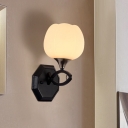 Blossom Living Room Wall Light Classic Style White Glass 1 Head Black Finish Sconce