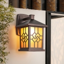 Coffee 1-Head Wall Mount Light Rural Yellow Glass Lantern Wall Lighting Fixture for Outdoor