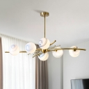 Nordic Star Hanging Chandelier Globe Glass 6 Lights Living Room LED Pendulum Lamp in Gold