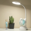 Oval Plastic Study Light Creative Light Green LED Reading Book Lamp with Fan Design