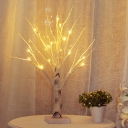 White Tree Nightstand Lamp Decorative LED Plastic Night Table Lighting for Dining Room