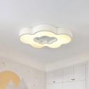 White Cloud Flushmount Lamp Kids Acrylic LED Ceiling Flush Light with Moon-Star Pattern, Warm/White Light