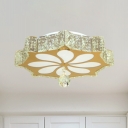 Gold Flower Ceiling Light Fixture Modern Crystal Embedded Living Room LED Flush Mount