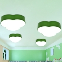 White/Green Geometric Flush Mount Macaroon LED Iron Flush Ceiling Light Fixture for Kindergarten