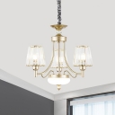 Crystal Cone Shade Chandelier Contemporary 3/6-Light Hotel Hanging Light Fixture in Gold