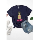 Cool Womens Letter Slut Pineapple Graphic Slim Fit T Shirt