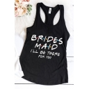 Stylish Womens Letter Bride I Found My Lobster Printed Scoop Neck Loose Tank Top