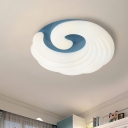 Simple Whirling Acrylic Flush Light LED Surface Ceiling Lamp in Grey/White/Blue for Nursery School