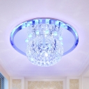 Modern Square Flush Mount 9 Bulbs Clear Crystal Block Ceiling Mounted Light for Living Room