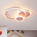 Black/Pink Flower Flush Mount Light Macaron Acrylic LED Close to Ceiling Lighting in Warm/White Light
