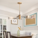Gold Cylinder Hanging Chandelier Vintage Clear Crystal Glass 3/6/8 Lights Living Room Ceiling Pendant
