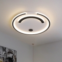Smiley Bedroom Ceiling Flush Mount Acrylic Nordic LED Flush-Mount Light Fixture in Black/Gold, Warm/White Light
