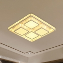 Embedded Crystal LED Flush Mount Light Simplicity White Grid Bedroom Ceiling Lamp