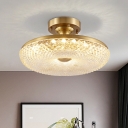 Gold 7 Bulbs Semi Mount Lighting Postmodern Clear Crystal Doughnut Flush Light Fixture