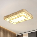 Rectangle Acrylic Ceiling Lighting Simplicity Living Room Crystal LED Flushmount in White