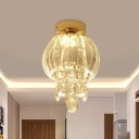 Globe Clear Crystal Ceiling Fixture Minimalist LED Corridor Flush Mount Recessed Lighting