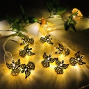 5.4ft Iron Butterfly LED String Lights Modernist 10 Heads Gold Battery Powered Light Strip in Warm/Multi Colored Light