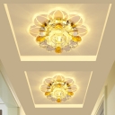 Blossom Foyer Flush Mount Light Modernism Clear Crystal LED Chrome Flushmount in Warm/White/Multi Color Light