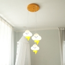 Cloud Shape Cluster Light Pendant Nordic Acrylic 3 Heads White and Yellow LED Hanging Lamp Kit