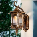 Frosted Glass Bronze Wall Light Pavilion 1 Head Country Style Sconce Lighting Fixture